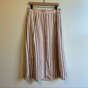Loft Striped A-line Midi Skirt